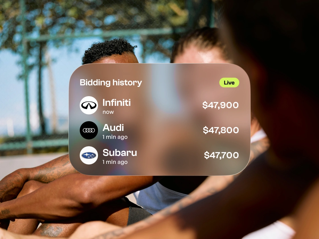Live bidding history with dealer bids