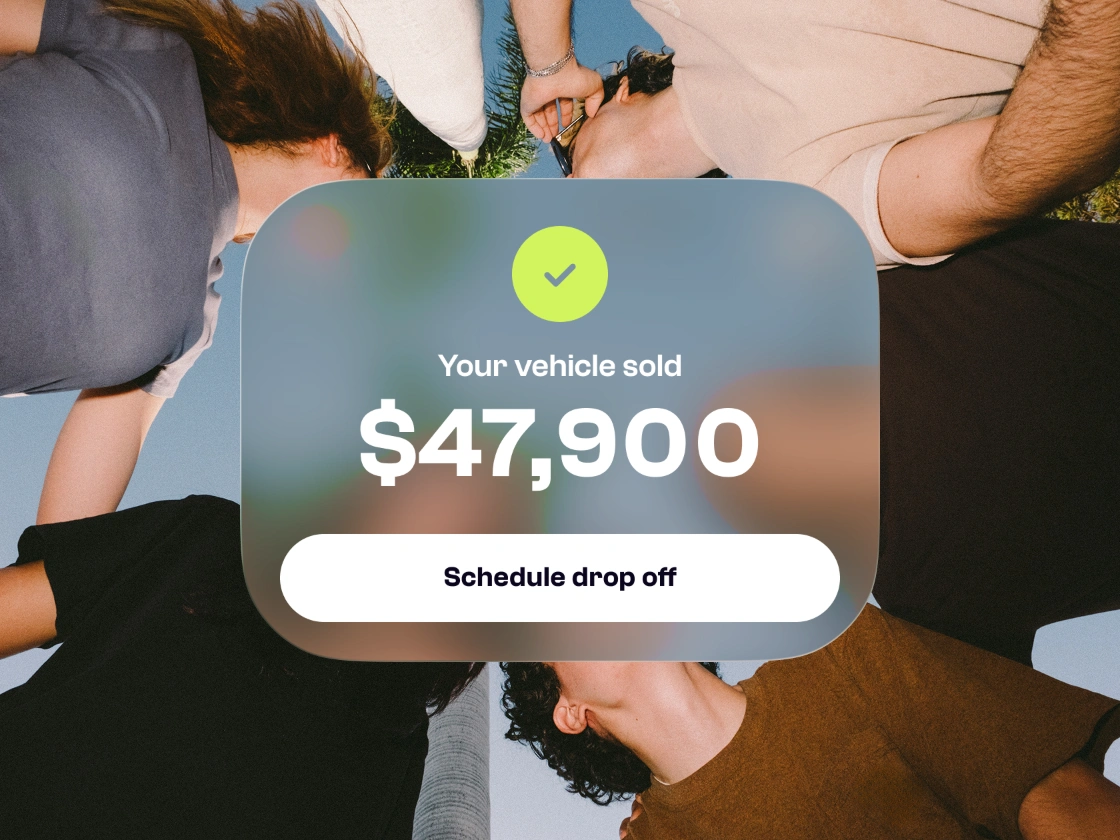 Vehicle sold card with a drop-off button